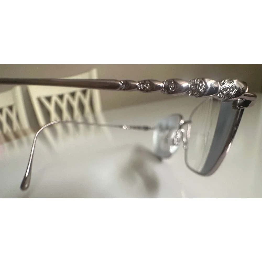 Tura Titanium Eyeglasses Frames Purple Pink Rhinestone Rectangular 50-17-135